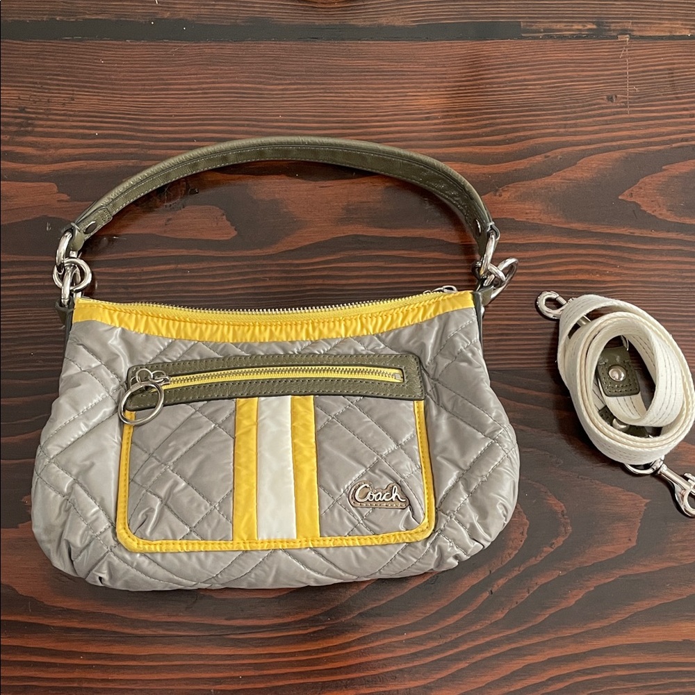 Coach Quilted Gray and Yellow Shoulder Bag